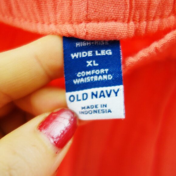 Old Navy High-Waisted Crinkle Gauze Super Wide-Leg Pants in Coral (XL) NWT! - Picture 11 of 12